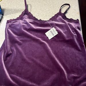 Cami - Rich Plum Velvet with Lace trim